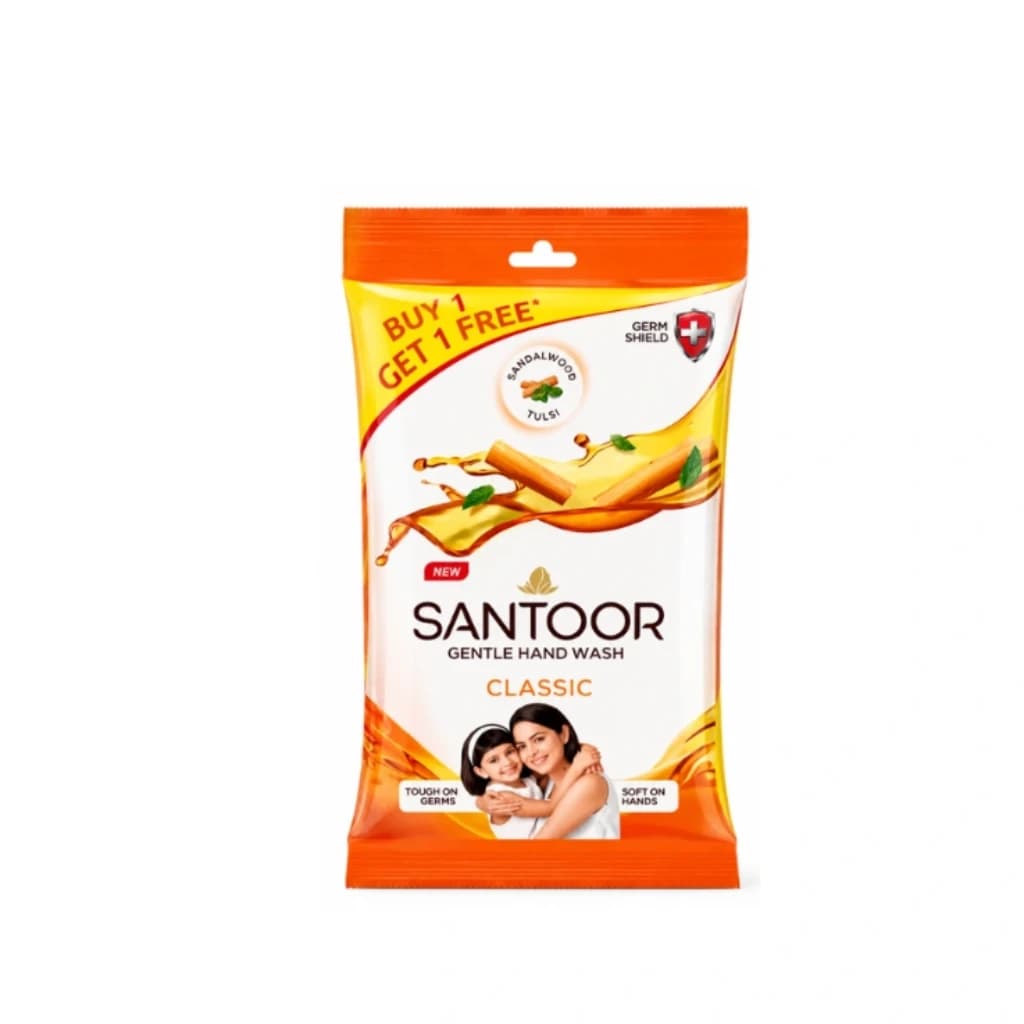 SANTOOR GENTLE HAND WASH CLASSIC 180ML BUY 1 GET 1 FREE