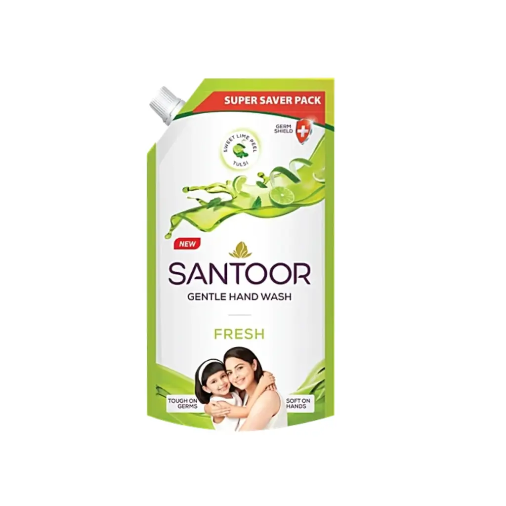 SANTOOR FRESH GENTLE HAND WASH WITH SWEET LIME PEEL & TULSI 650 ML