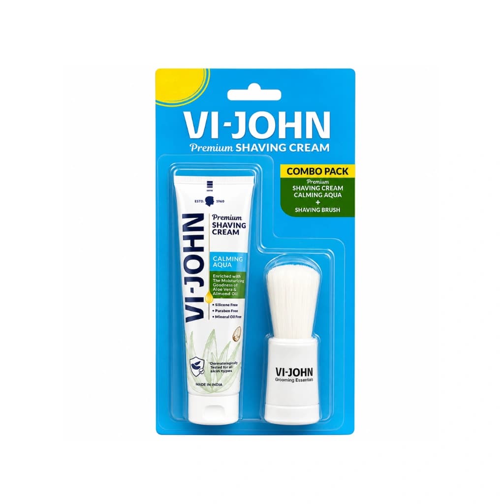 VI JOHN CALMING AQUA SHAVING CREAM WITH BRUSH COMBO 70GM