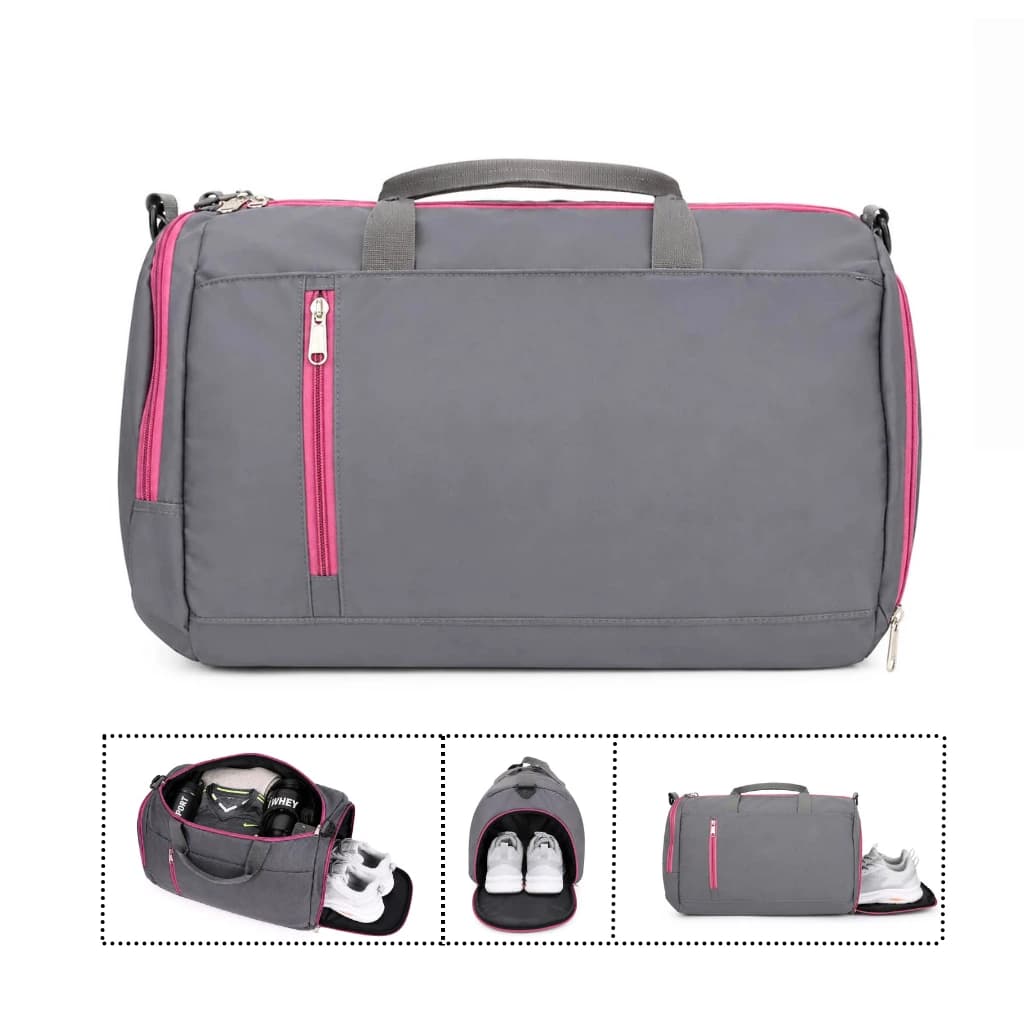MULTI-PURPOSE GYM & TRAVEL DUFFLE BAG WITH DEDICATED SHOE COMPARTMENT