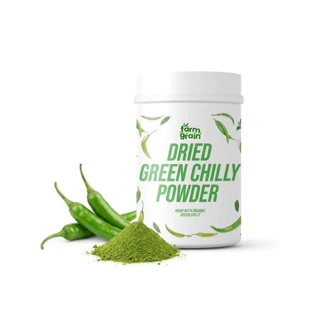 FARM GRAIN GREEN CHILI POWDER | HARI MIRCHI POWDER | READY TO USE | PURE & SPICY 250GM