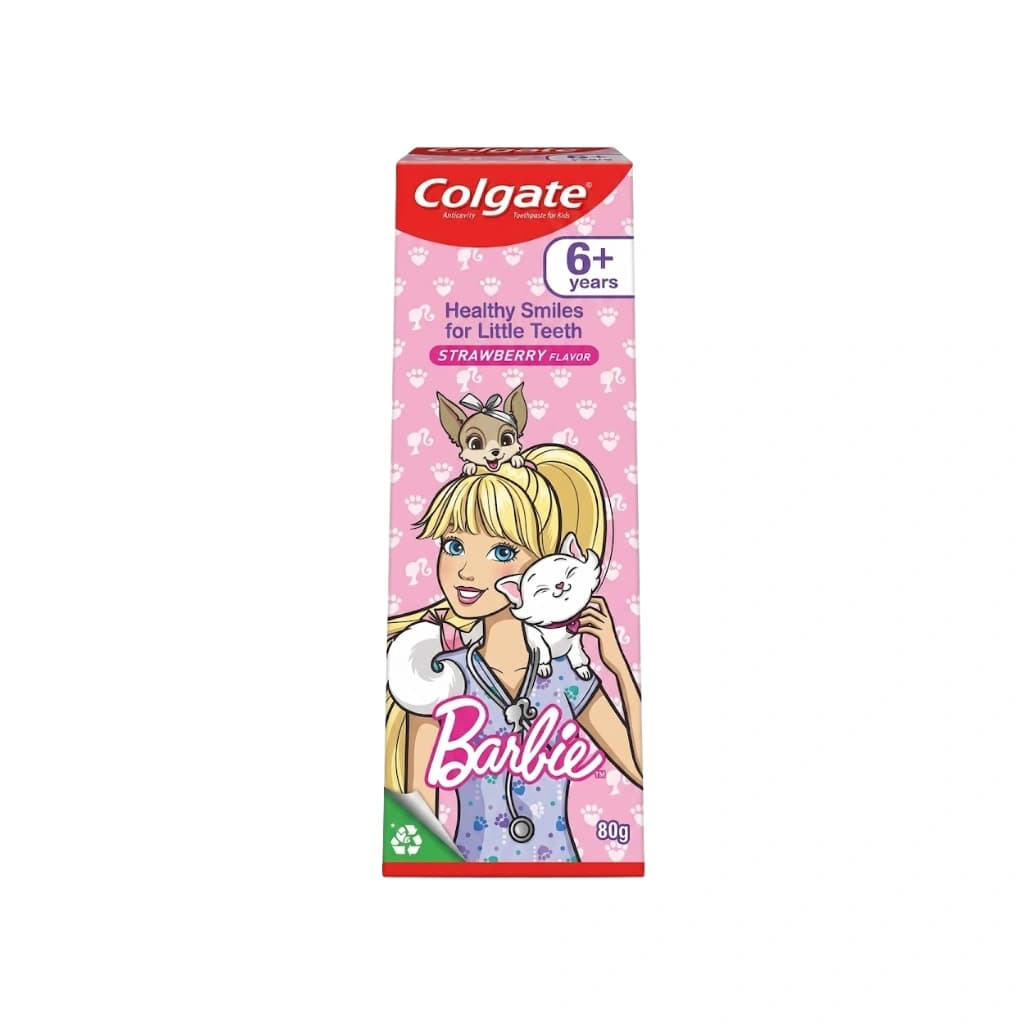 COLGATE ANTICAVITY TOOTHPASTE FOR KIDS 6+ YEARS / STRAWBERRY FLAVOR BARBIE 80 GM