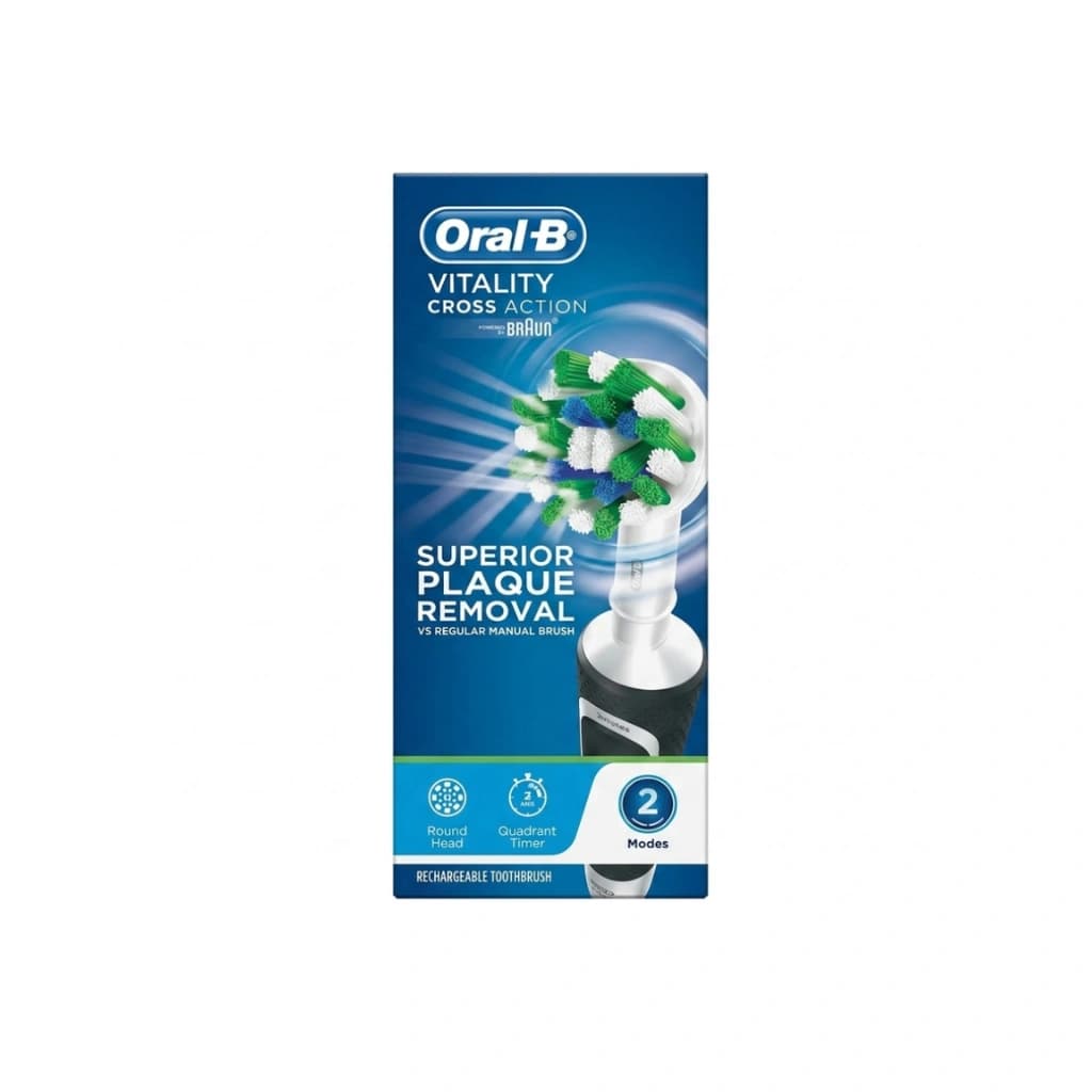 Oral-B Vitality Cross Action Braun Superior Plaque Removal vs Regular Manual Brush Black