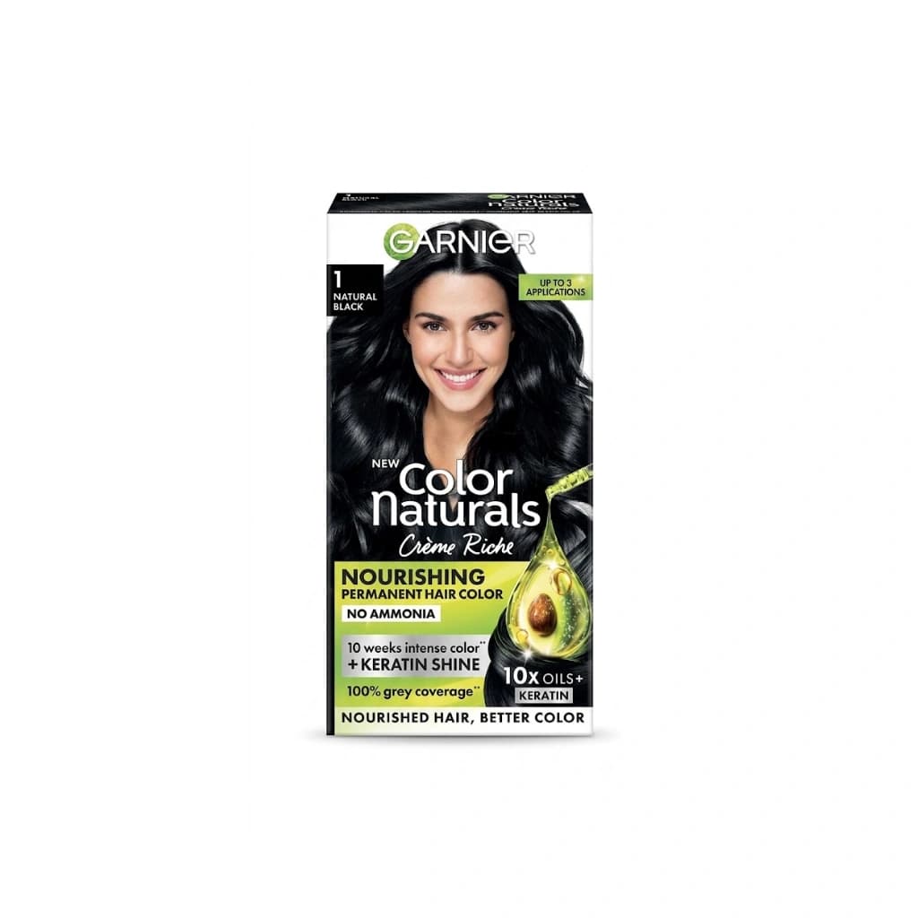 GARNIER NEW COLOR NATURALS CREME RICH / 1 NATURAL BLACK 30GM+35ML