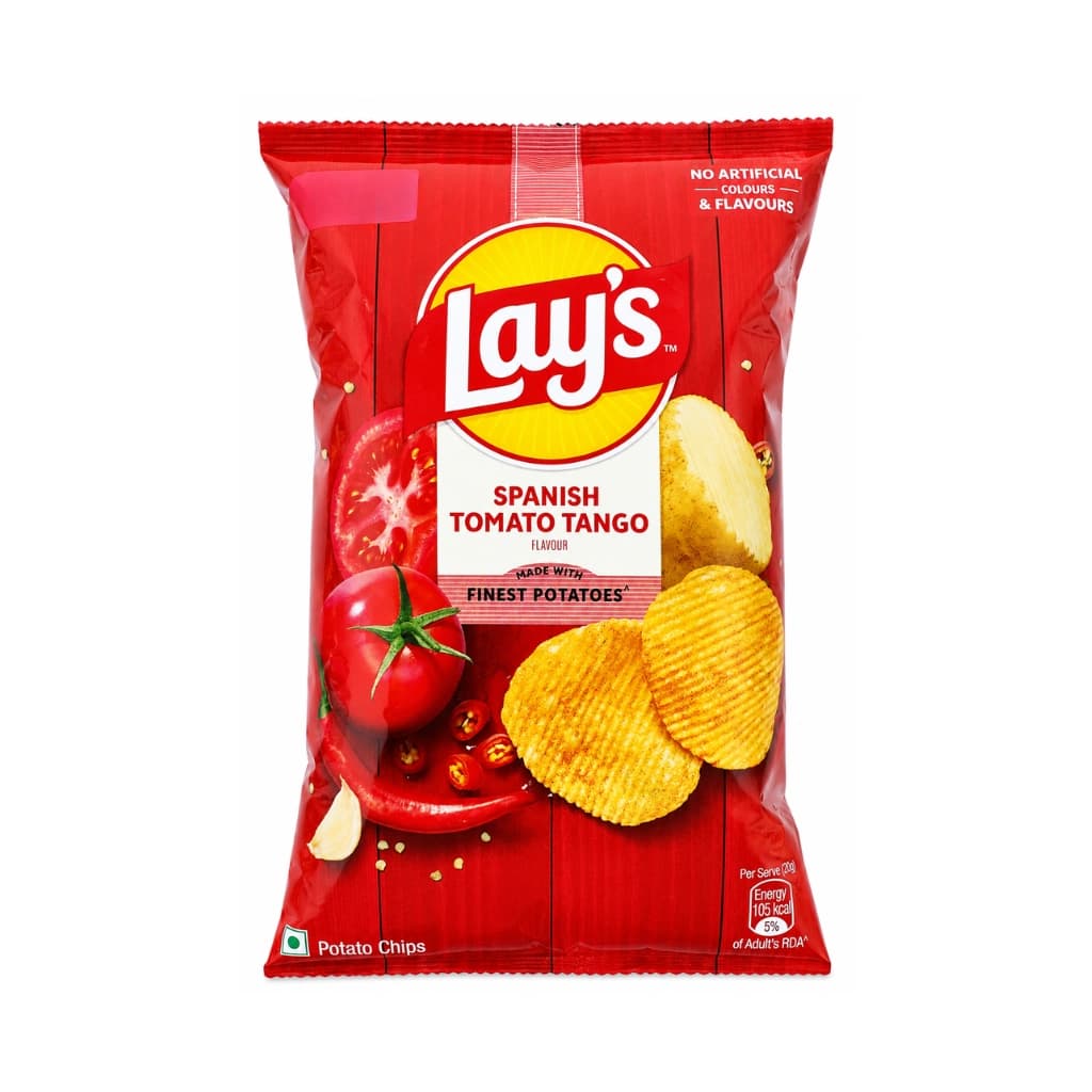 LAY'S SPANISH TOMATO FLAVOUR MADE WITH FINEST POTATOES TANGO 80 GM