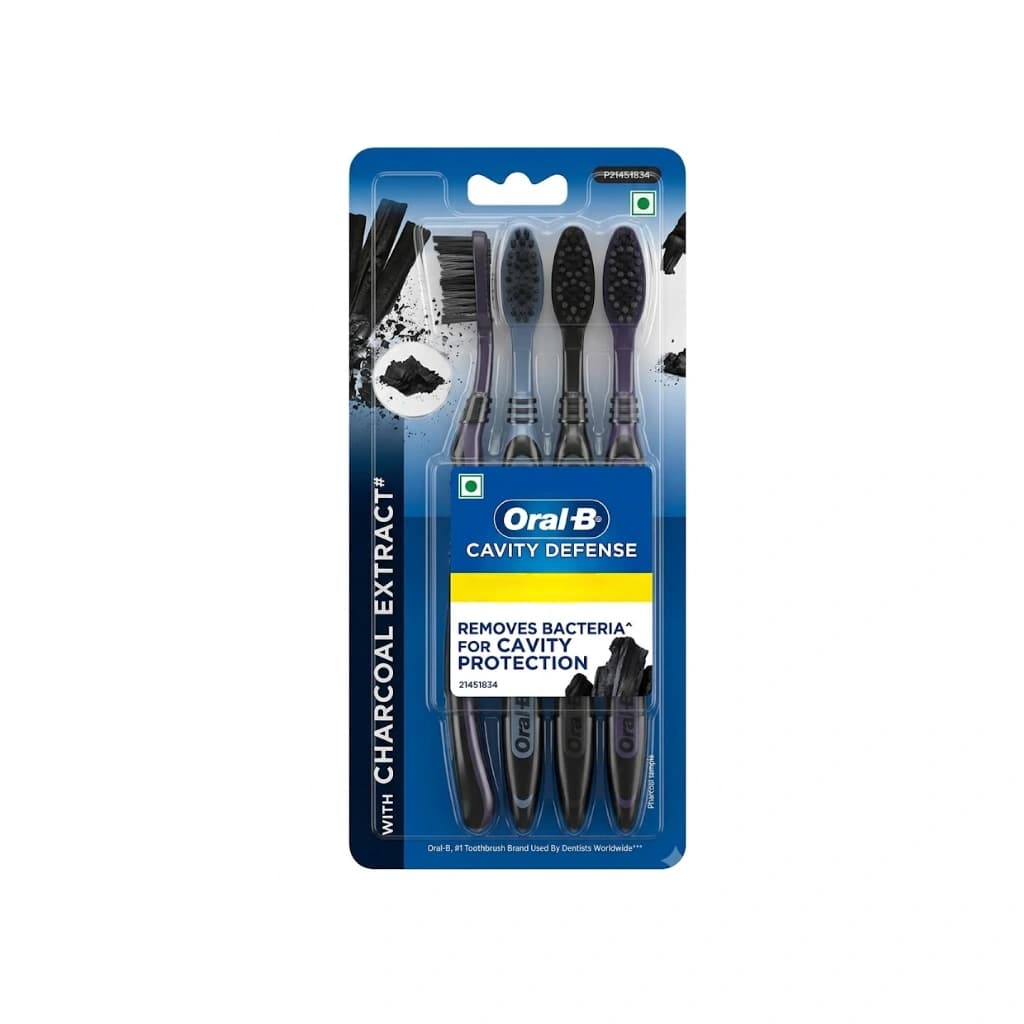 ORAL B CAVITY DEFENSE MEDIUM TOOTHBRUSH WITH CHARCOAL EXTRACT BUY 4