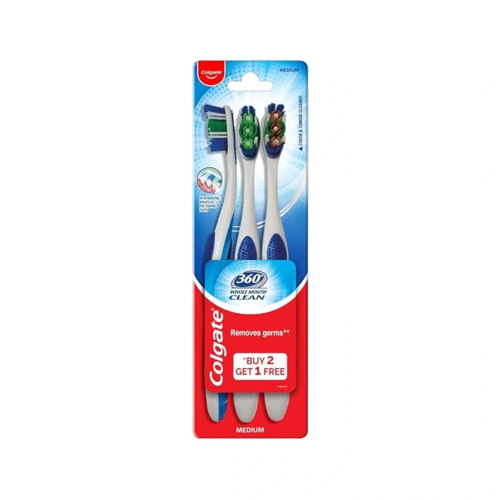 COLGATE 360° WHOLE MOUTH CLEAN TOOTHBRUSH BUY 2 GET 1 FREE