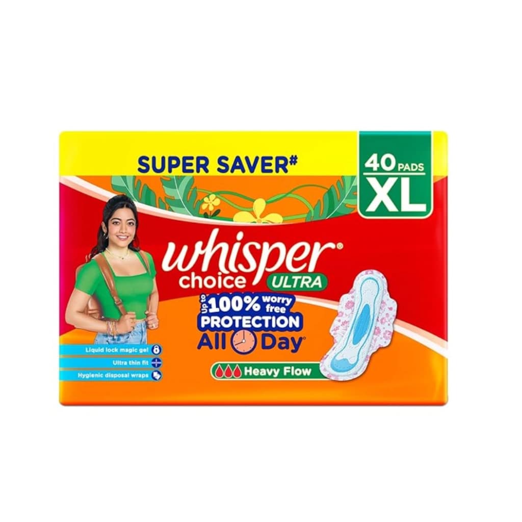 WHISPER CHOICE ULTRA SANITARY PADS WITH WINGS XL 40 NAPKINS