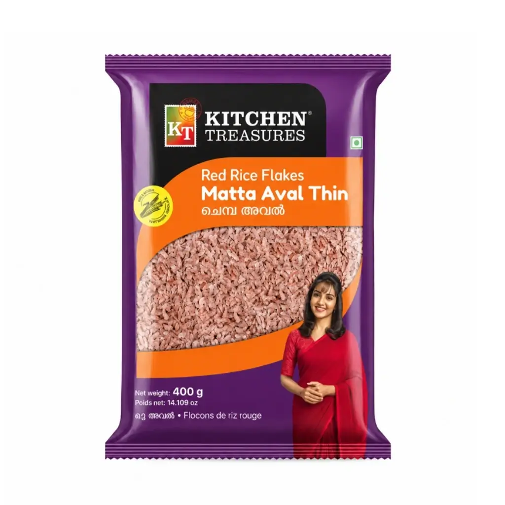 KITCHEN TREASURES RED RICE FLAKES THIN 400gm