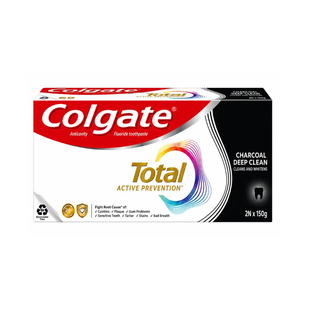 COLGATE TOTAL ACTIVE PREVENTION CHARCOAL DEEP CLEAN 2*150 GM