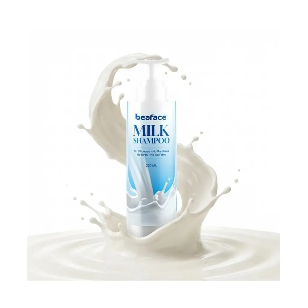 BEAFACE MILK HERBAL SHAMPOO VITAMINS MINERALS SCALP CONDITION MILK PROTEIN HELP VOLUMIZE HAIR 200 ML