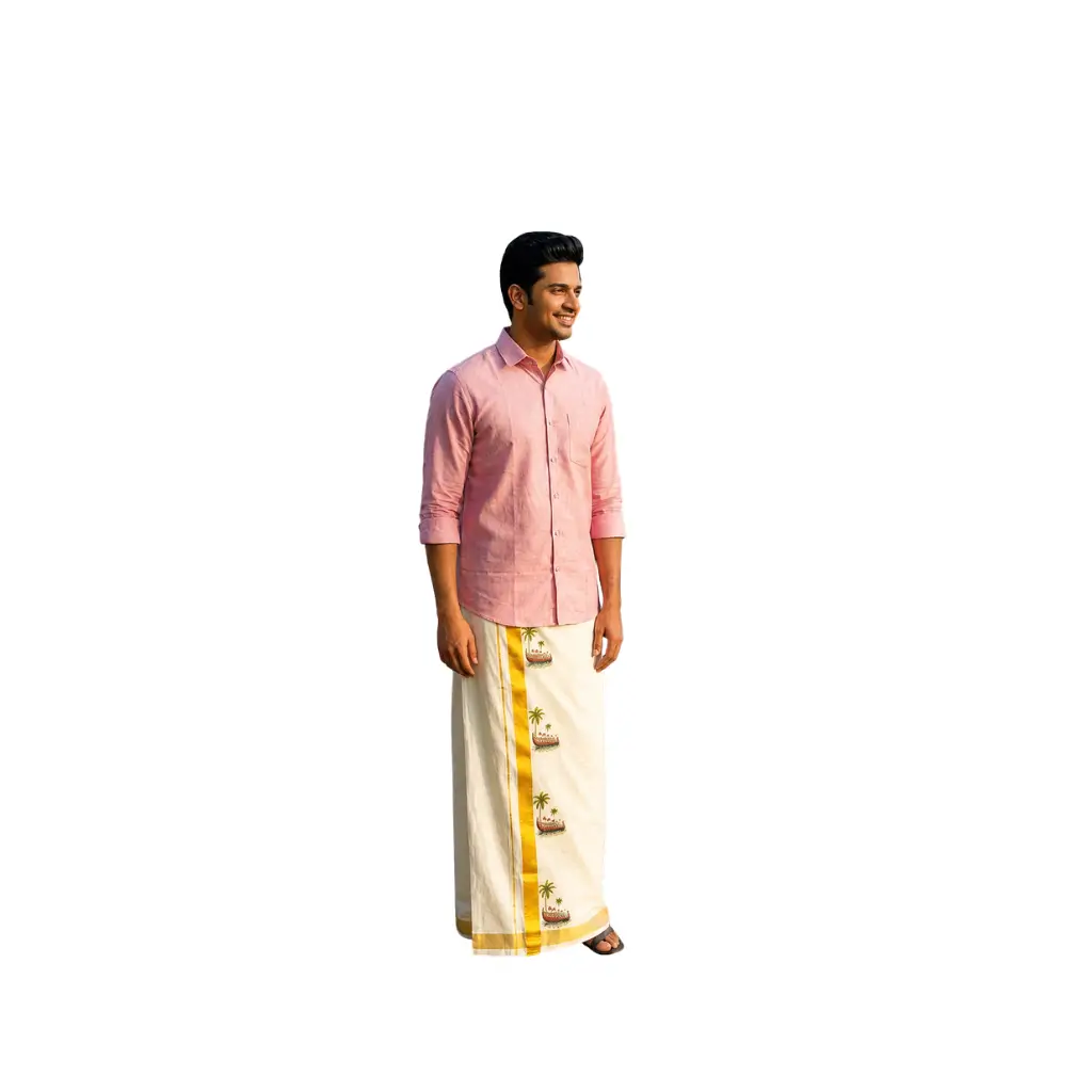 KUTHAMPULLY ONAM VELLAM KALI KERALA COTTON DHOTI 4 METER
