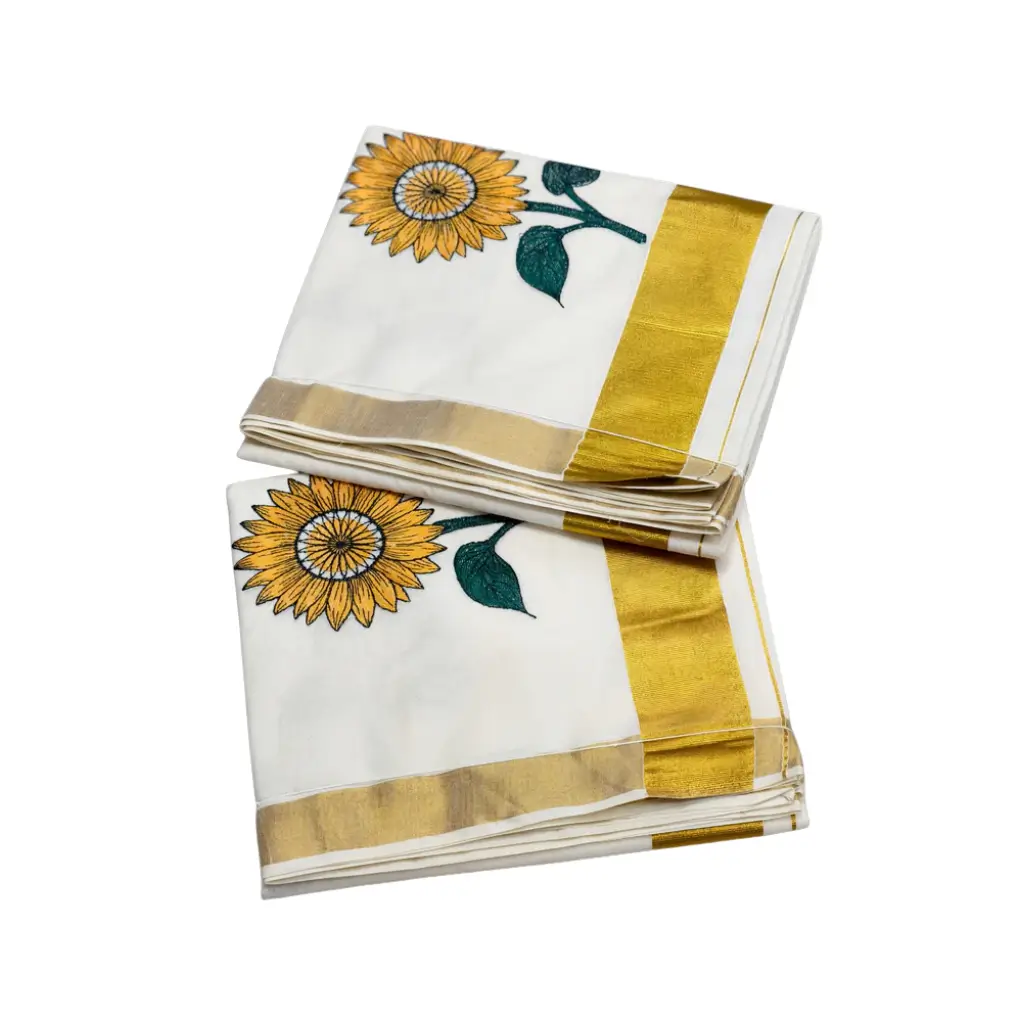 Trending Sunflower Saree exclusive for onam
