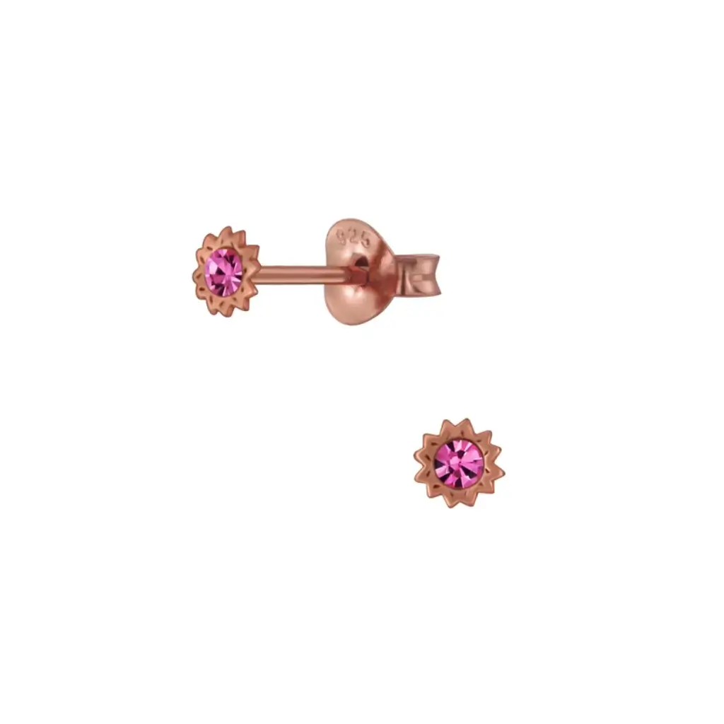 GLAIN PINK CZ FLOWER STUD