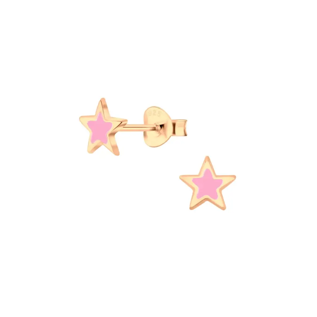 GLAIN PINK ENAMEL STAR STUD