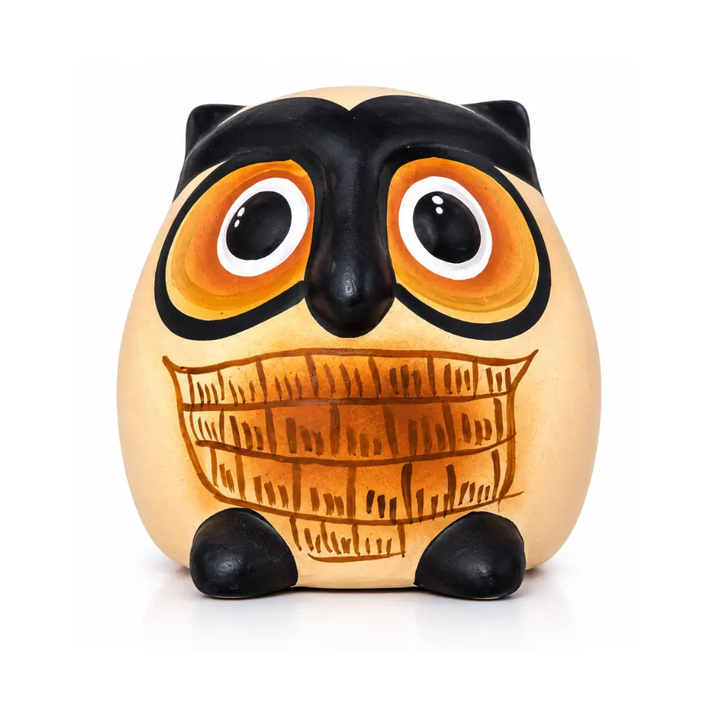 CRAFT TARA HANDCRAFTED TERRACOTTA OWL PIGGY BANK WITH RUBBER STOPPER | REUSABLE CLAY COIN BOX | MONEY BANK FOR KIDS | HOME DECOR
