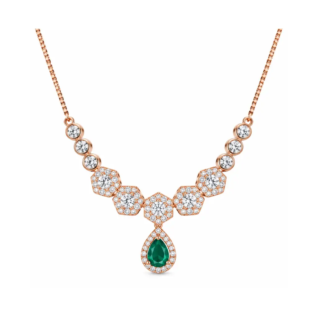 SAARK JEWELS SILVER LUXE GREEN STONE NECKLACE