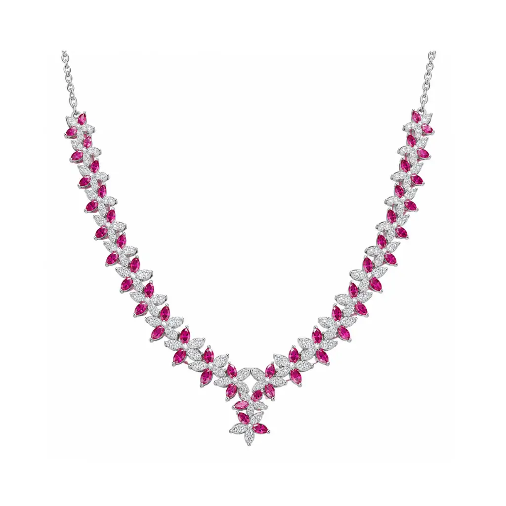 SAARK JEWELS SILVER RUBY VINE CASCADE NECKLACE