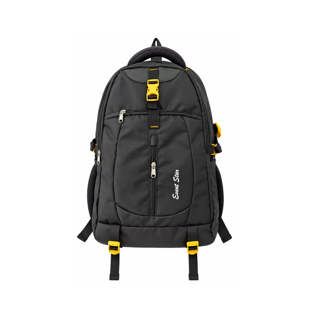 POOJA BAGS EVENT STAR TRAVEL BACKPACK | BLACK & YELLOW | MULTI-COMPARTMENT