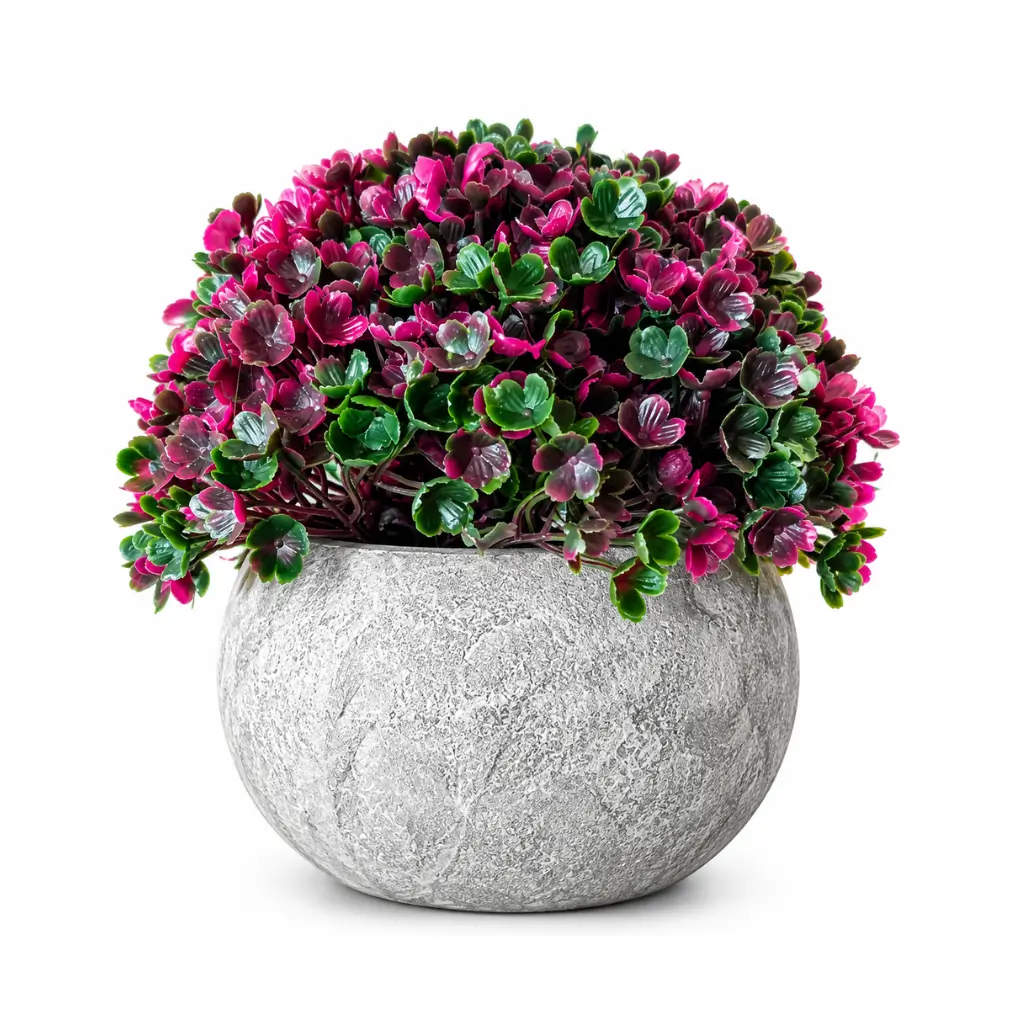 CRAFT TARA TEXTURED CEMENT FINISH RESIN POT ARTIFICIAL GRASS BALL BONSAI TOPIARY