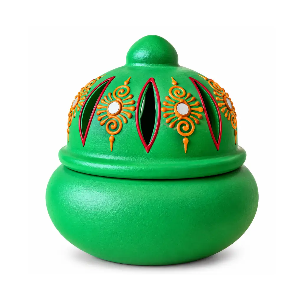 CRAFT TARA HANDCRAFTED TERRACOTTA SAMBRANI DHOOP BURNER WITH LID INCENSE HOLDER