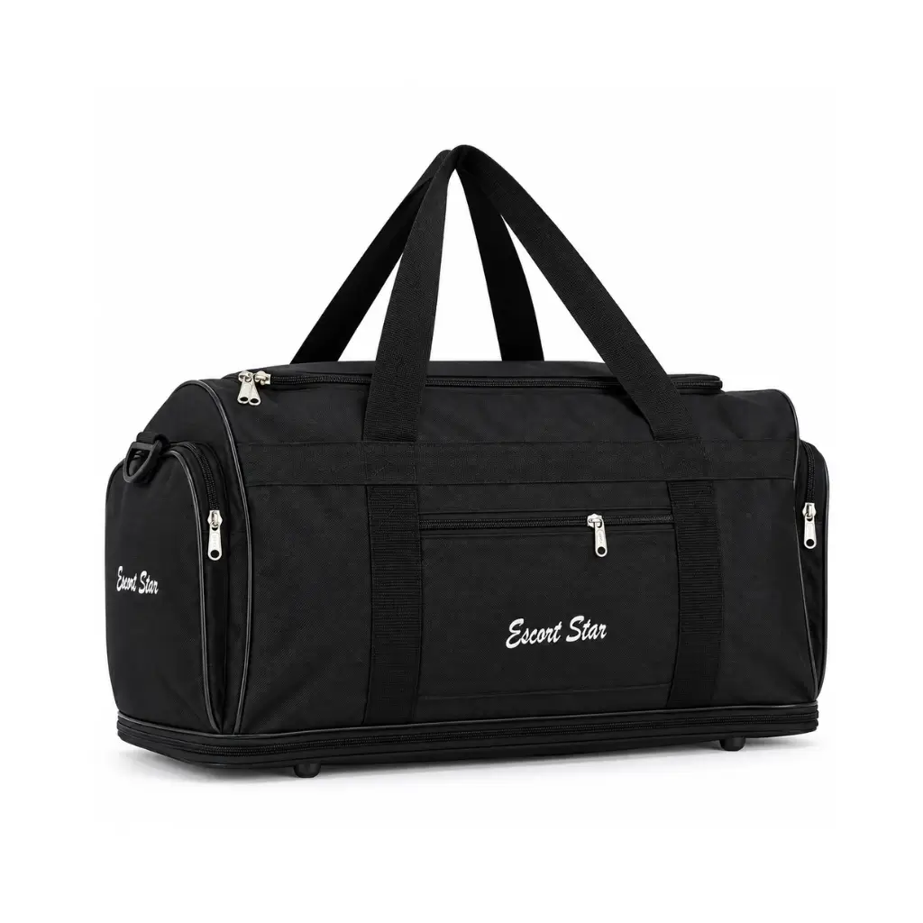 POOJA BAGS ESCORT STAR LARGE DUFFEL TRAVEL BAG | BLACK | TRAVEL, GYM & SPORTS USE