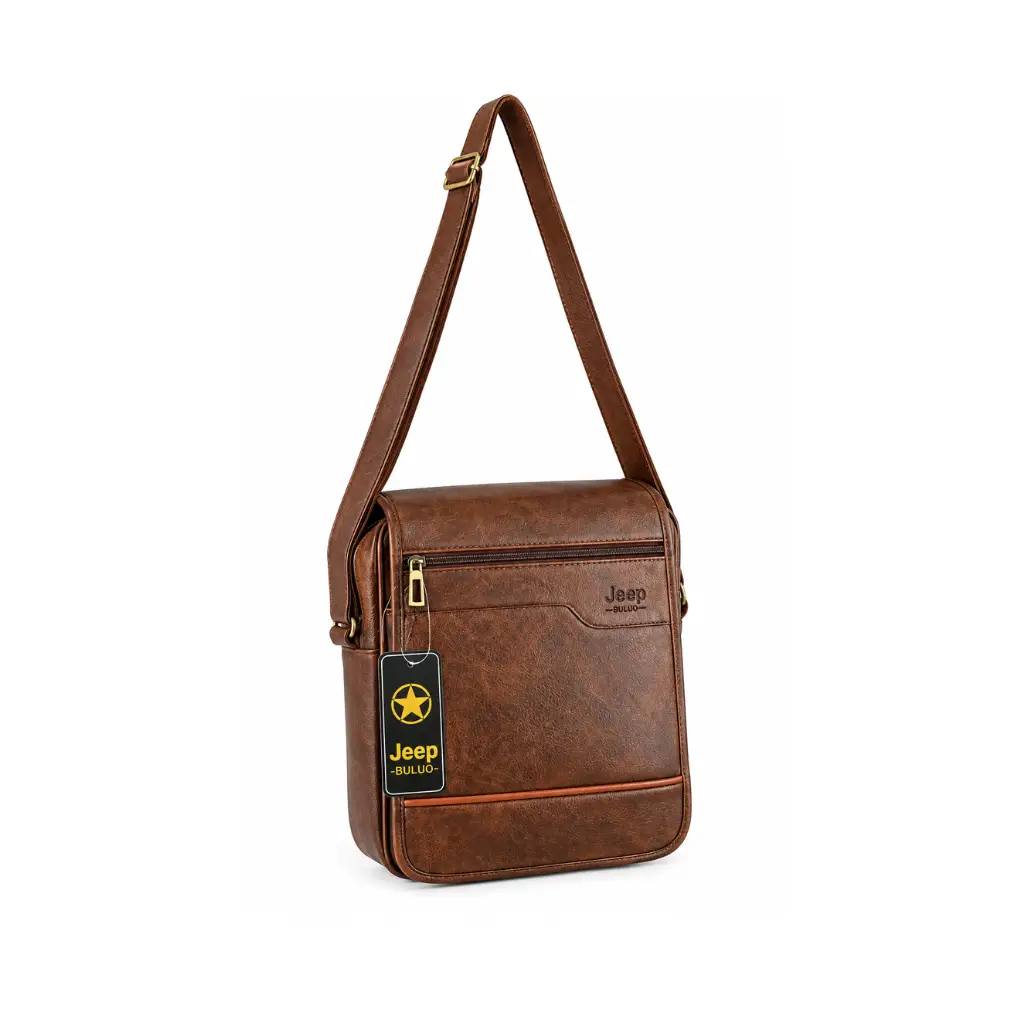 POOJA BAGS JEEP BROWN LEATHER CROSSBODY MESSENGER BAG