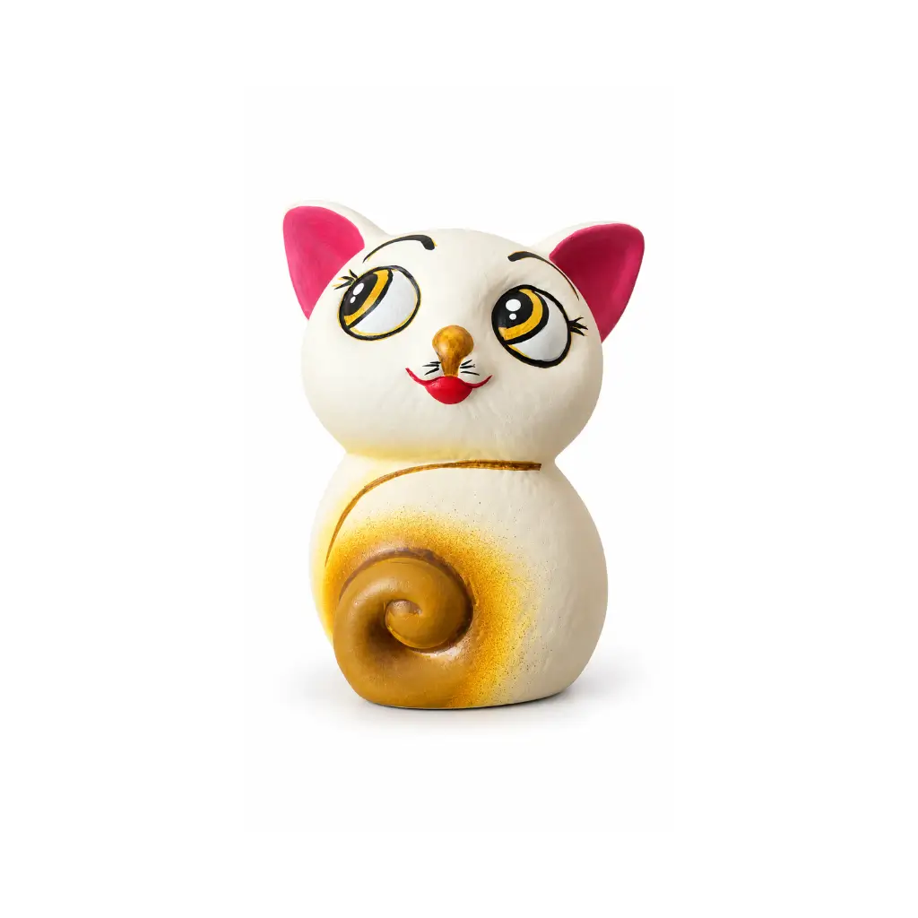 CRAFT TARA HANDCRAFTED TERRACOTTA SITTING CAT PIGGY BANK FOR KIDS & HOME DECOR WITH RUBBER CORK BOTTOM | REUSABLE CLAY MONEY BANK | CUT ANIMAL COIN BANK