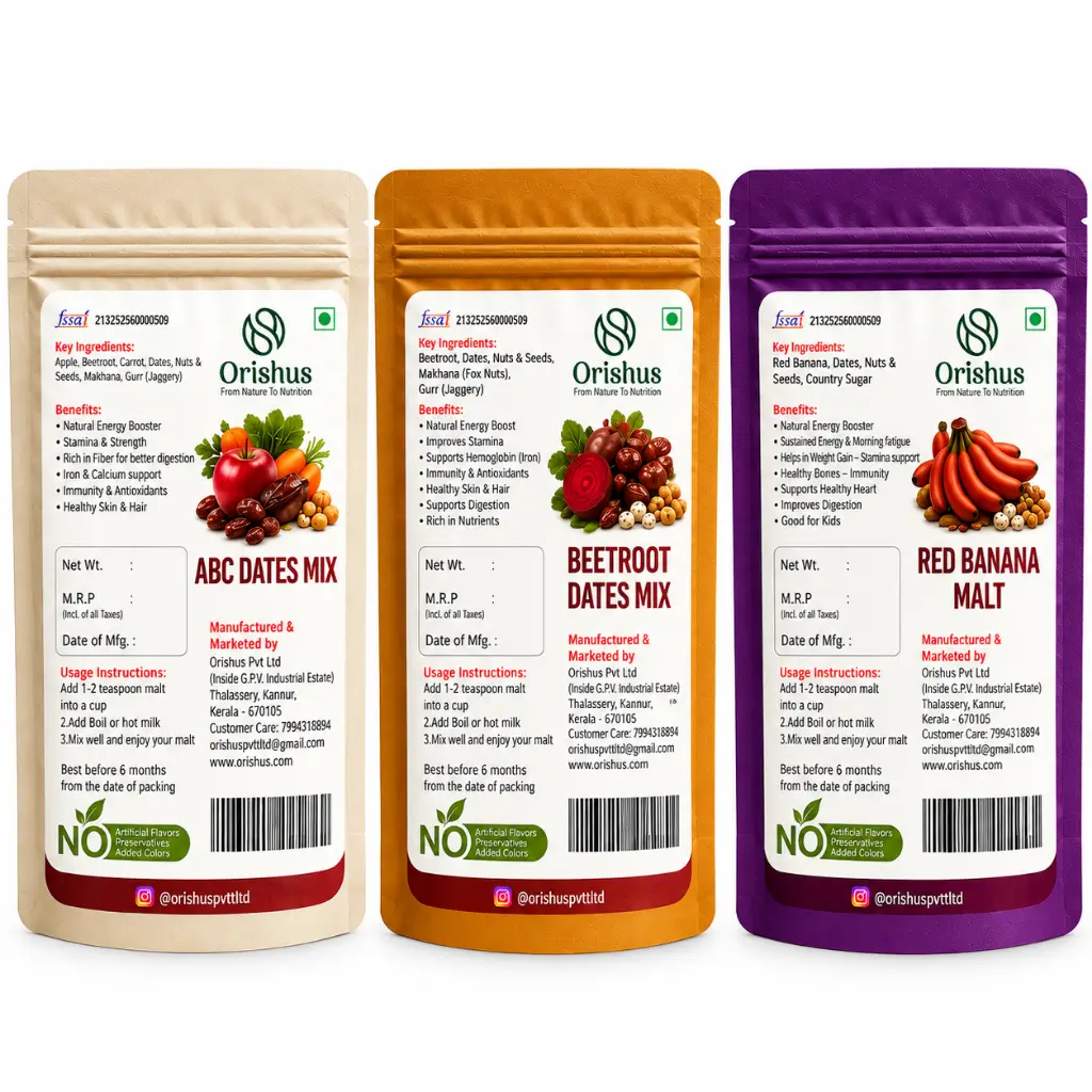 ABC DATES MIX + BEETROOT DATES MIX + RED BANANA MALT COMBO | ORISHUS