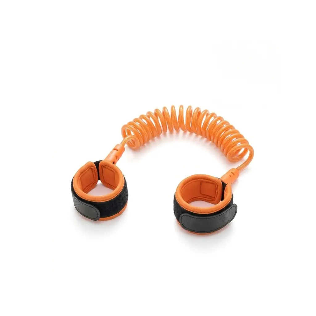 GENERIC CHILD SAFETY WRIST LINK WITH COILED CORD  ORANGE & BLACK