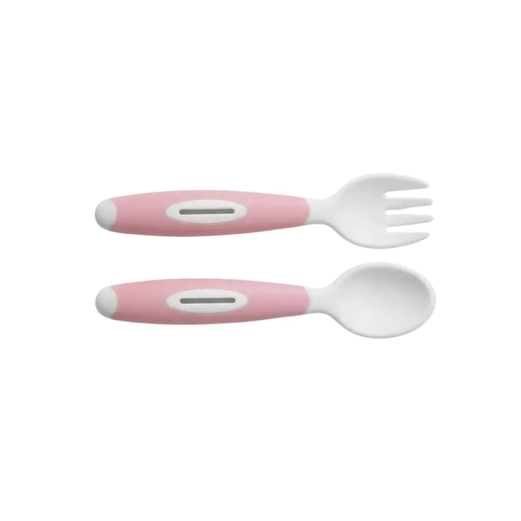 GENERIC BABY BENDABLE SPOON & FORK SET FOR SELF-FEEDING PINK | 2 PIECES
