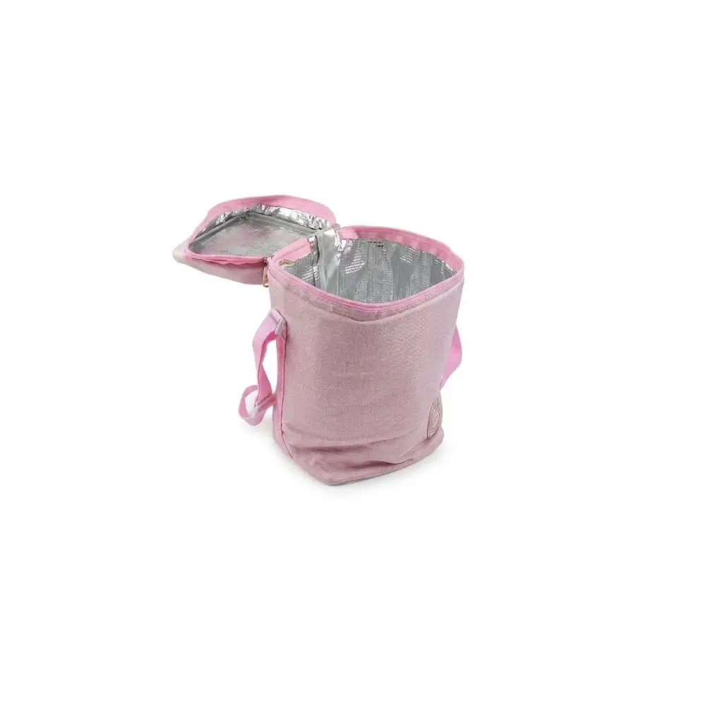 GENERIC PINK INSULATED LUNCH BAG WITH ZIP CLOSURE & CARRY HANDLES