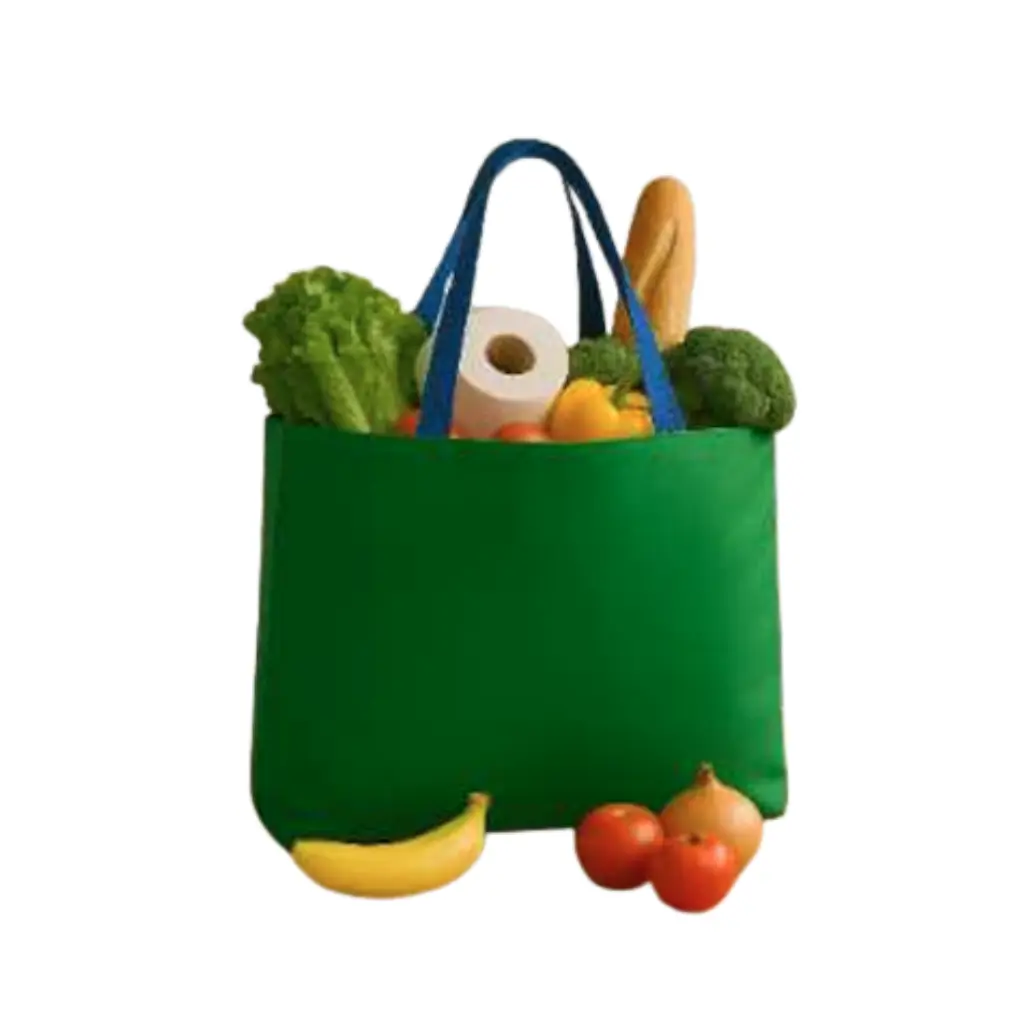 GENERIC LARGE GREEN SHOPPING TOTE BAG WITH BLUE CARRY HANDLES | 62 × 44 CM| 1 PIECE
