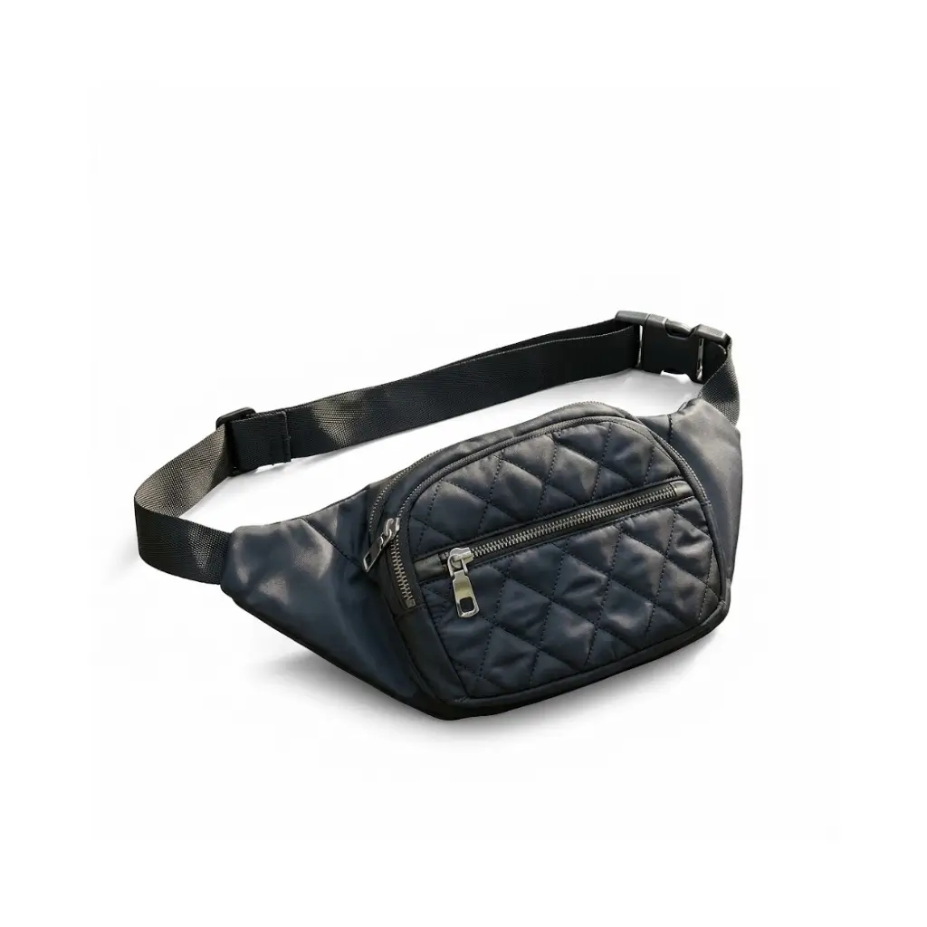 GENERIC UNISEX QUILTED WAIST BAG WITH ADJUSTABLE BELT | BLACK | 1 PC