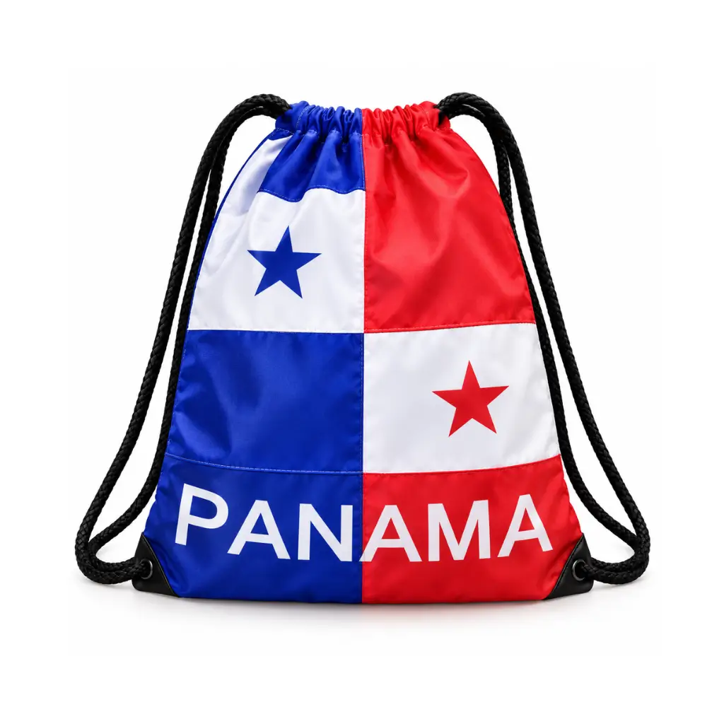 GENERIC PANAMA FLAG PRINT DRAWSTRING BACKPACK | RED, BLUE & WHITE| 40 × 33 CM