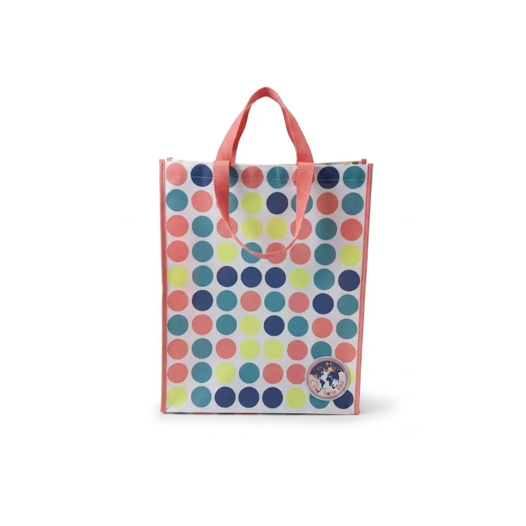 GENERIC MULTIPURPOSE SHOPPING TOTE BAG WITH CARRY HANDLES | MULTICOLOUR POLKA DOT PRINT | 1 PIECE
