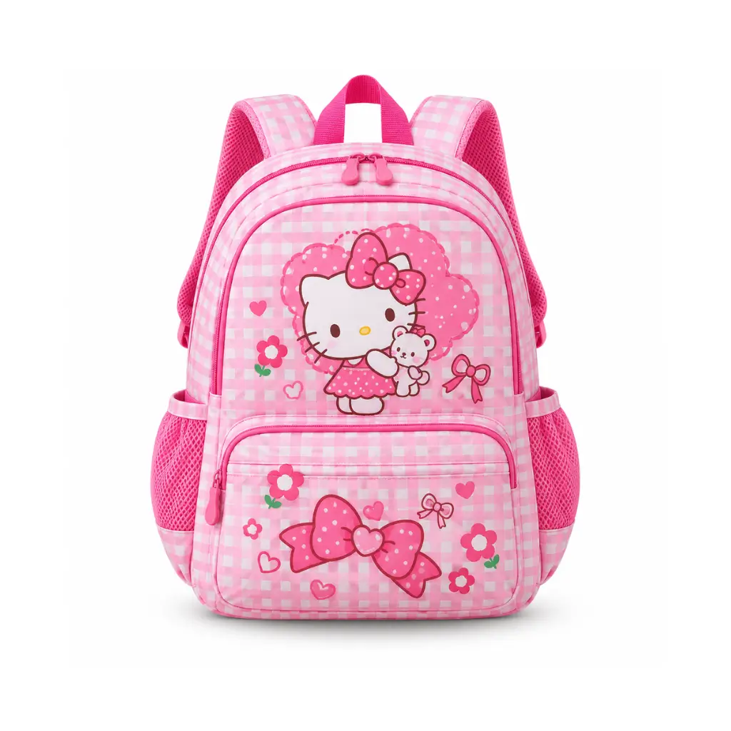 GENERIC KIDS’ CARTOON PRINT SCHOOL BACKPACK | PINK | 1 PIECE