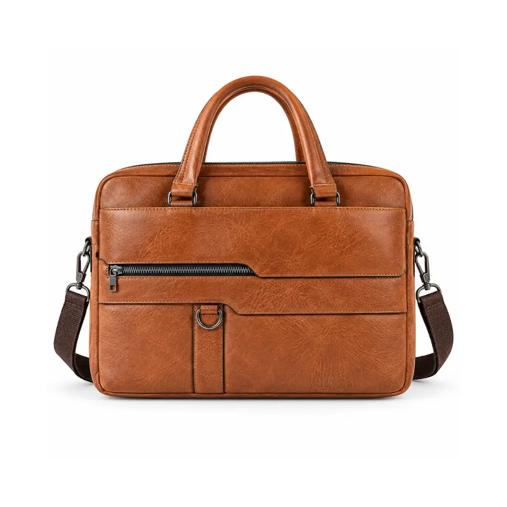 GENERIC BROWN MULTIPOCKET LAPTOP & OFFICE BRIEFCASE BAG WITH CARRY HANDLES AND SHOULDER STRAP