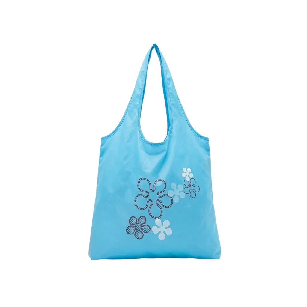 GENERIC BLUE FLORAL FOLDABLE SHOPPING TOTE BAG
