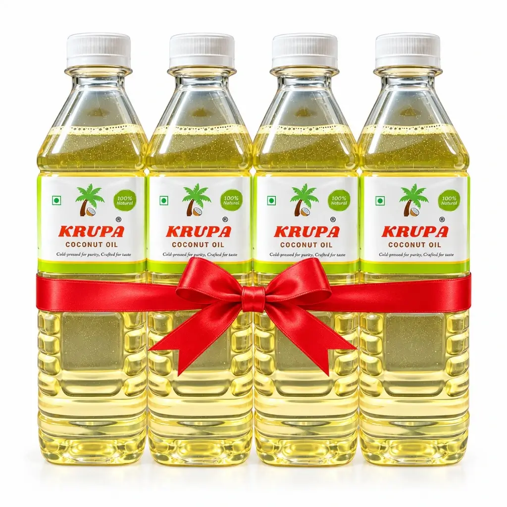 KRUPA - CHAKKILATTIYA VELICHENNA COLD PRESSED COCONUT OIL 1L COMBO PACK OF 4