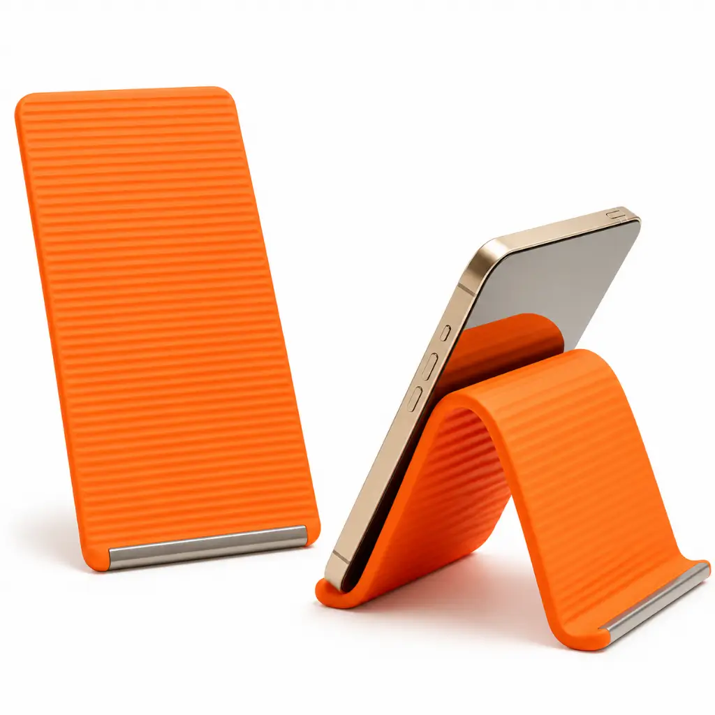 UNIVERSAL FLEXIBLE FOLDABLE SILICONE MOBILE PHONE & TABLET STAND – ORANGE