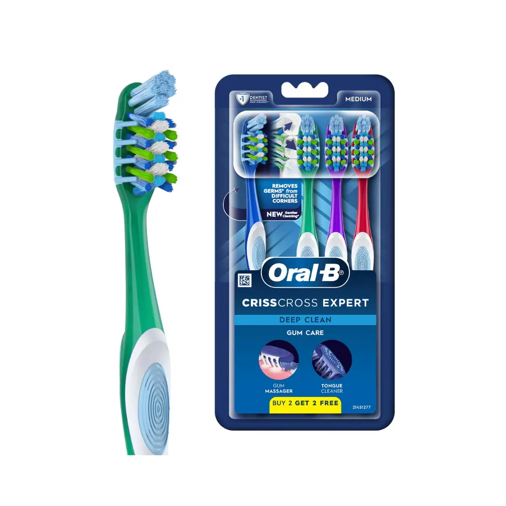 ORAL B CRISS CROSS EXPERT MEDIUM DEEP CLEAN GUM CARE TOOTHBRUSH BUY 2 GET 2