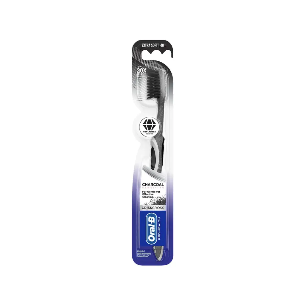 ORAL B CRISS CROSS EXTRA SOFT SENSITIVE CHARCOAL TOOTHBRUSH 1 N