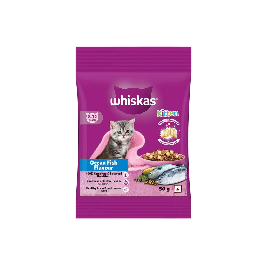 WHISKAS KITTEN OCEAN FISH FLAVOUR 2-12 MONTHS 50G