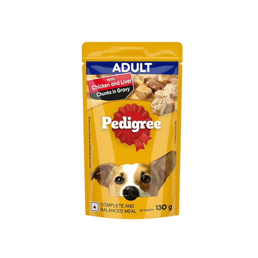 PEDIGREE ADULT CHICKEN & LIVER CHUNKS IN GRAVY 130 G