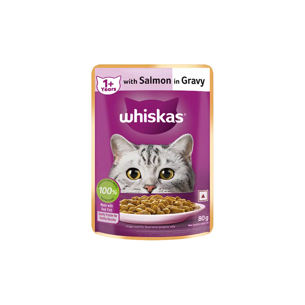 WHISKAS WITH SALMON IN GRAVY 1+ YEARS 80 G