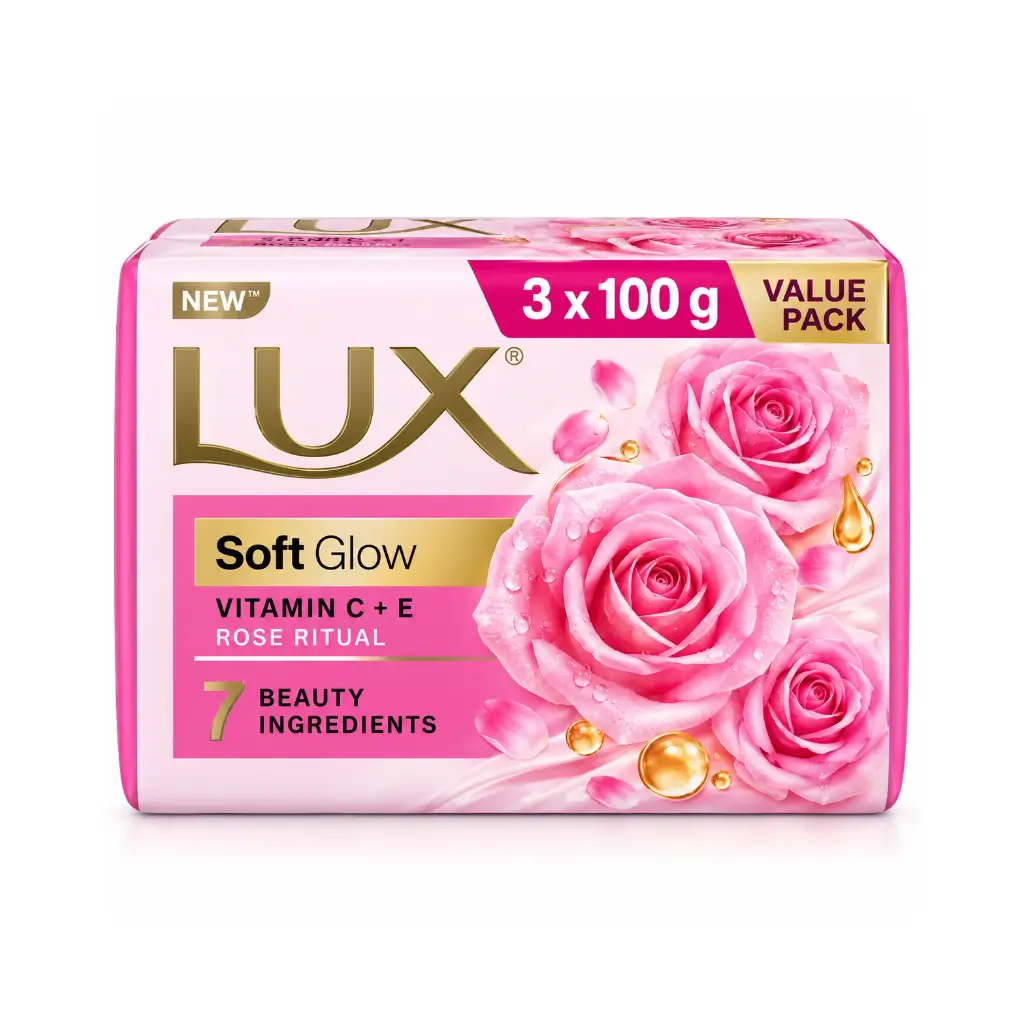 LUX GLOW VITAMIN C + E ROSE RITUAL SOAP 3 X 100 GM
