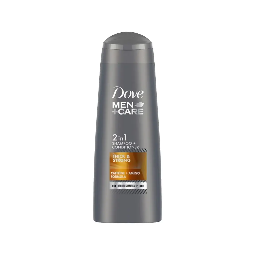 DOVE MEN +CARE 2 IN 1 SHAMPOO + CONDITIONER THICK & STRONG CAFFEINE + AMINO FORMULA 180 ML