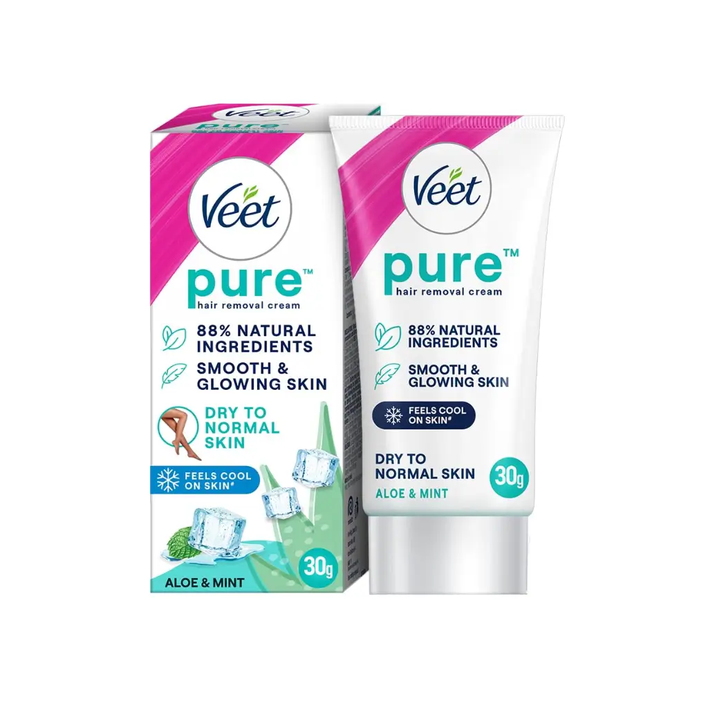 VEET PURE HAIR REMOVAL CREAM DRY TO NORMAL SKIN ORGANIC ALOE VERA & MINT EXTRACTS 30GM