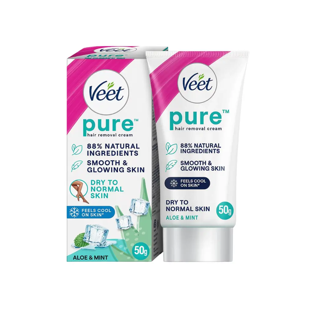 VEET PURE HAIR REMOVAL CREAM DRY TO NORMAL SKIN ORGANIC ALOE VERA & MINT EXTRACTS 60GM (50G+10G FREE)
